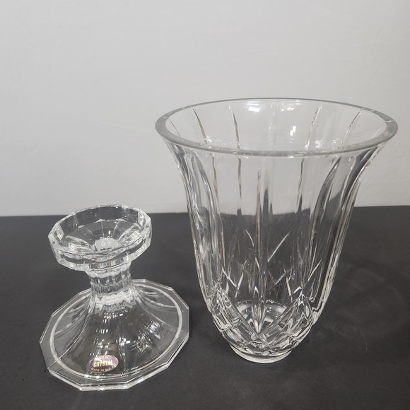 Vintage 24% Lead Crystal 2 Peice Candle Holder with Intricate Accents. - Picture 7 of 9